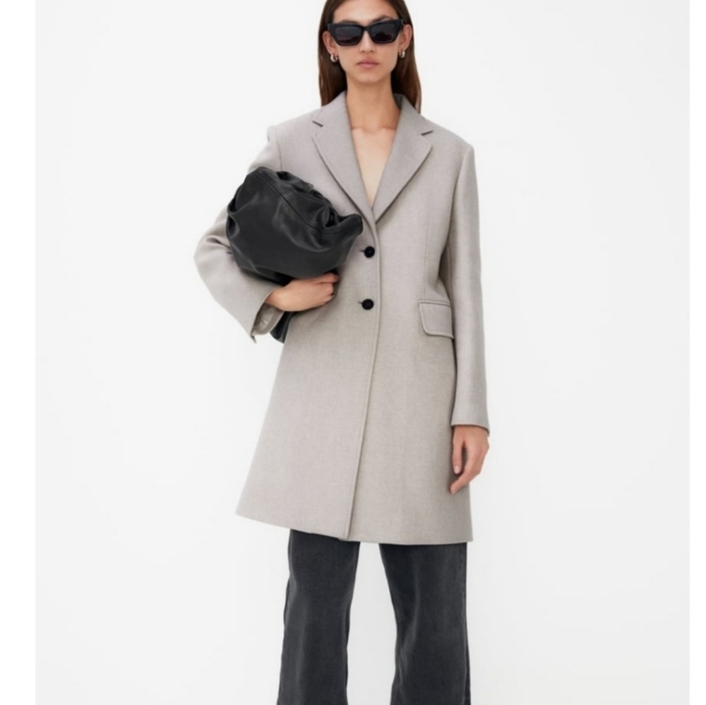 NWT ZARA WOOL COAT STONE COLOR